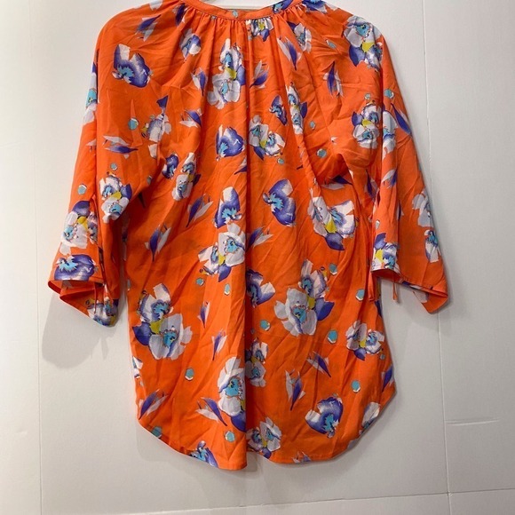 Yumi Kim Red Floral Long Sleeve Blouse Small - Picture 4 of 6
